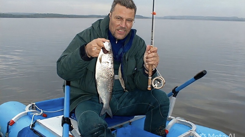 Henrik Leth med helt fanget på en nymfe fisket lige under overfladen 260822 henrik leth helt water otter