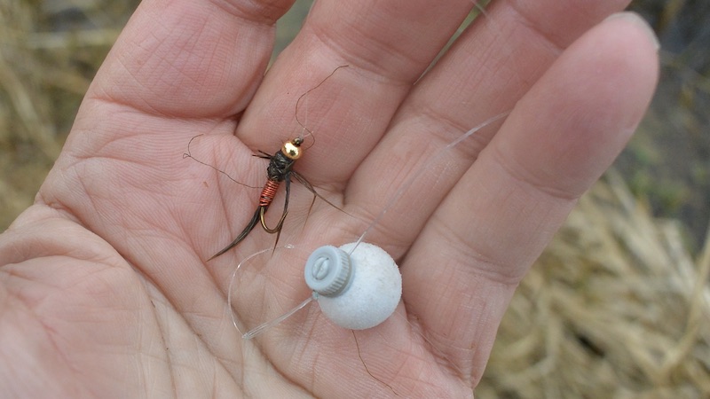 Strikeindikator og nymfe 230209 milldam nymph setup