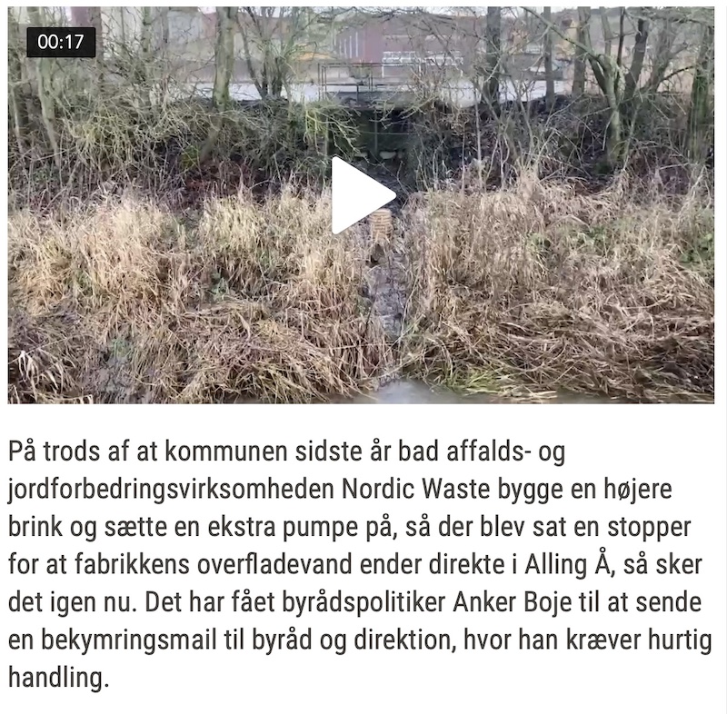 Amtsavisen omtalte også forureningen den 8. januar 2023 240131 nordic waste amtsavisen spildevand